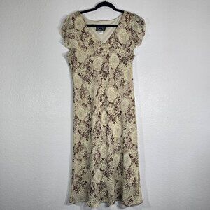 Suit Us Midi Dress Floral Women Size 12 Vintage 90s Y2K Phoebe Short Sleeve